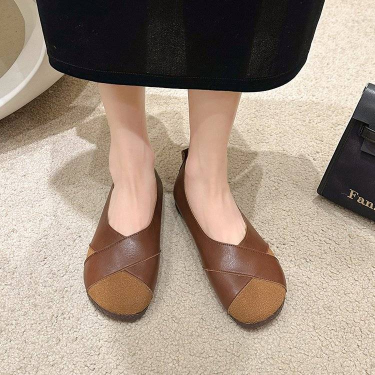 Round Toe Soft Non-Slip Leather Shoes