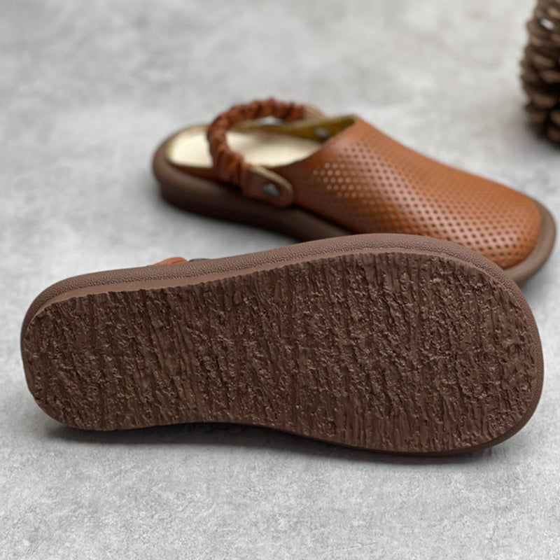 Hollow soft sole two-way leather shoes