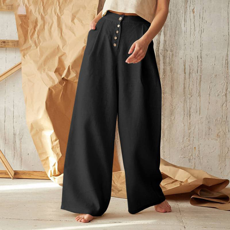 Women'S Solid Color Casual Button Pants