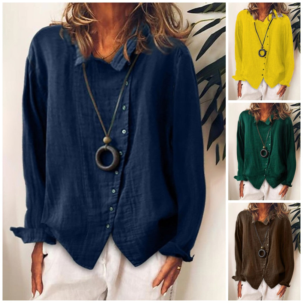 Women's Cotton And Linen Casual Long Shirt