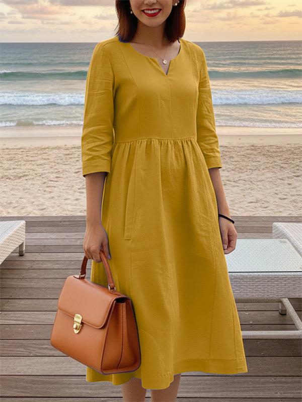 Versatile Sunshine V-neck Pocket Dress
