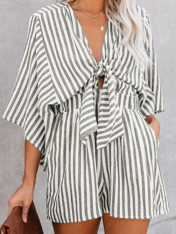 New Bow Striped Ladies Jumpsuit