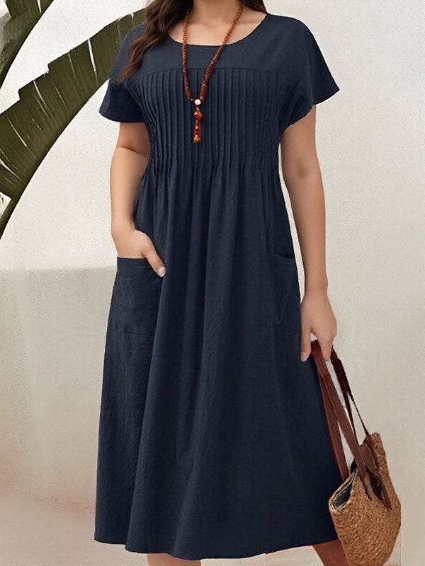 Versatile Pocket Pleated Women's Dress
