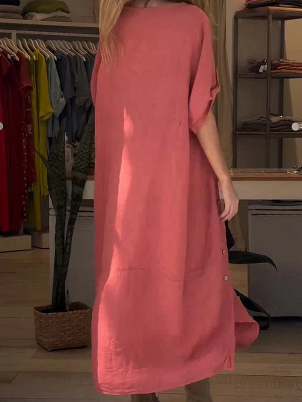 Outdoor Leisure Side Button Ladies Dress
