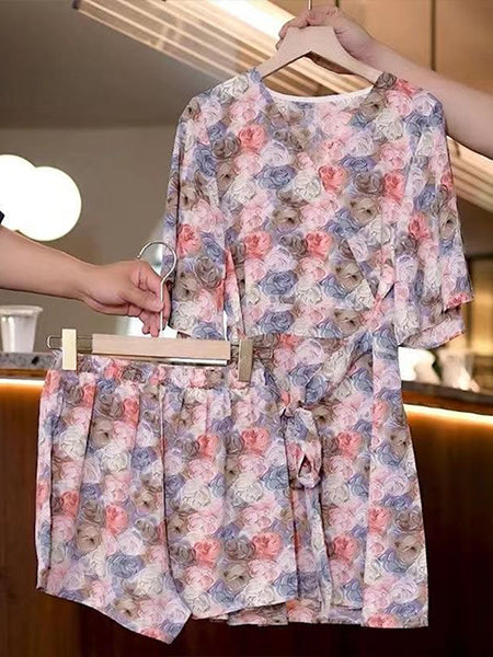 Casual Fashion Printed Silk Dress Suit