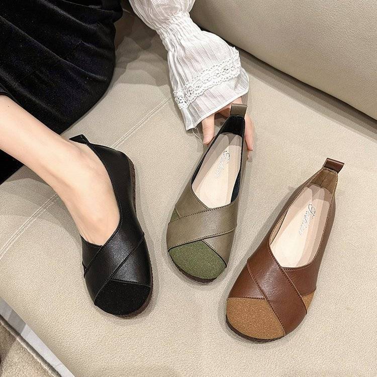 Round Toe Soft Non-Slip Leather Shoes