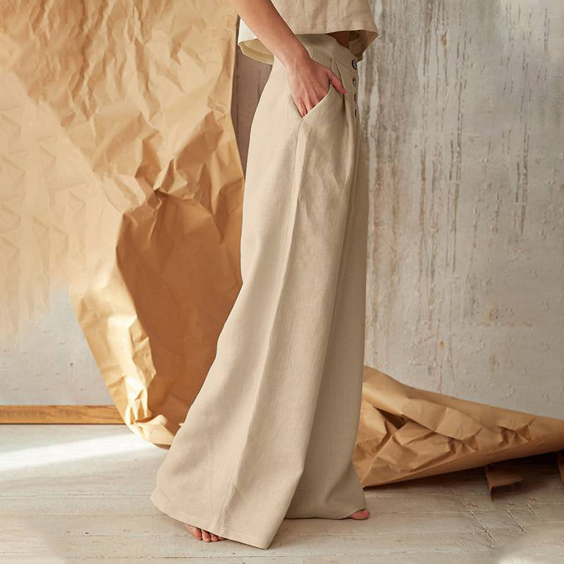 Women'S Solid Color Casual Button Pants