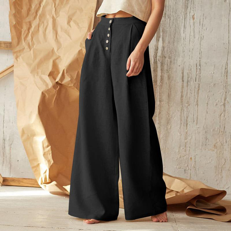 Women'S Solid Color Casual Button Pants