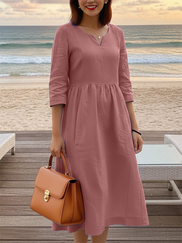 Versatile Sunshine V-neck Pocket Dress