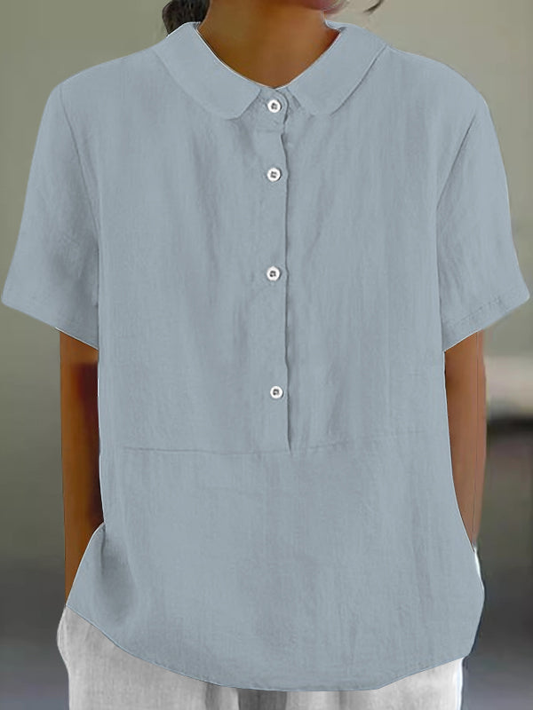 Casual Lapel Solid Color Ladies Top