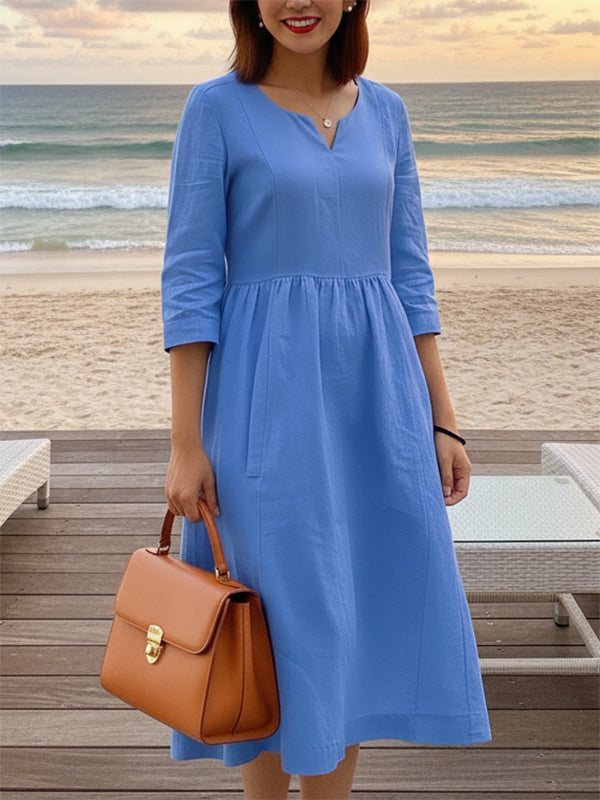 Versatile Sunshine V-neck Pocket Dress