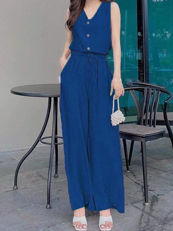 Fashion Button Women's Jumpsuit