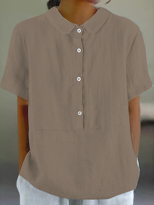 Casual Lapel Solid Color Ladies Top