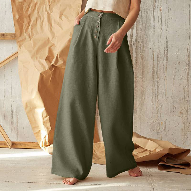 Women'S Solid Color Casual Button Pants