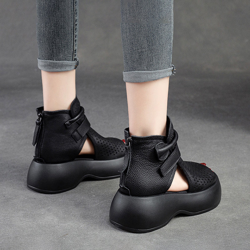 New Hollow Velcro Zipper Thick-Soled Women'S Shoes