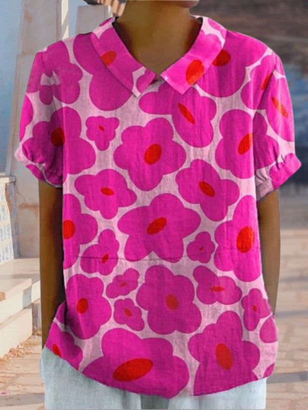 New Rose Red Flower Print Women's Top and Dress