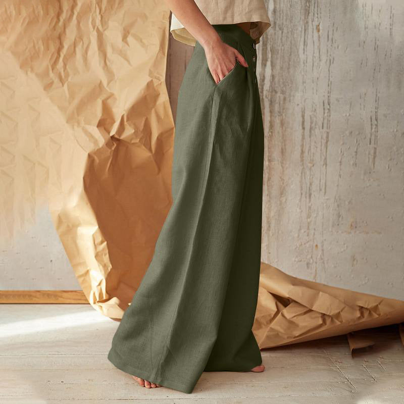 Women'S Solid Color Casual Button Pants