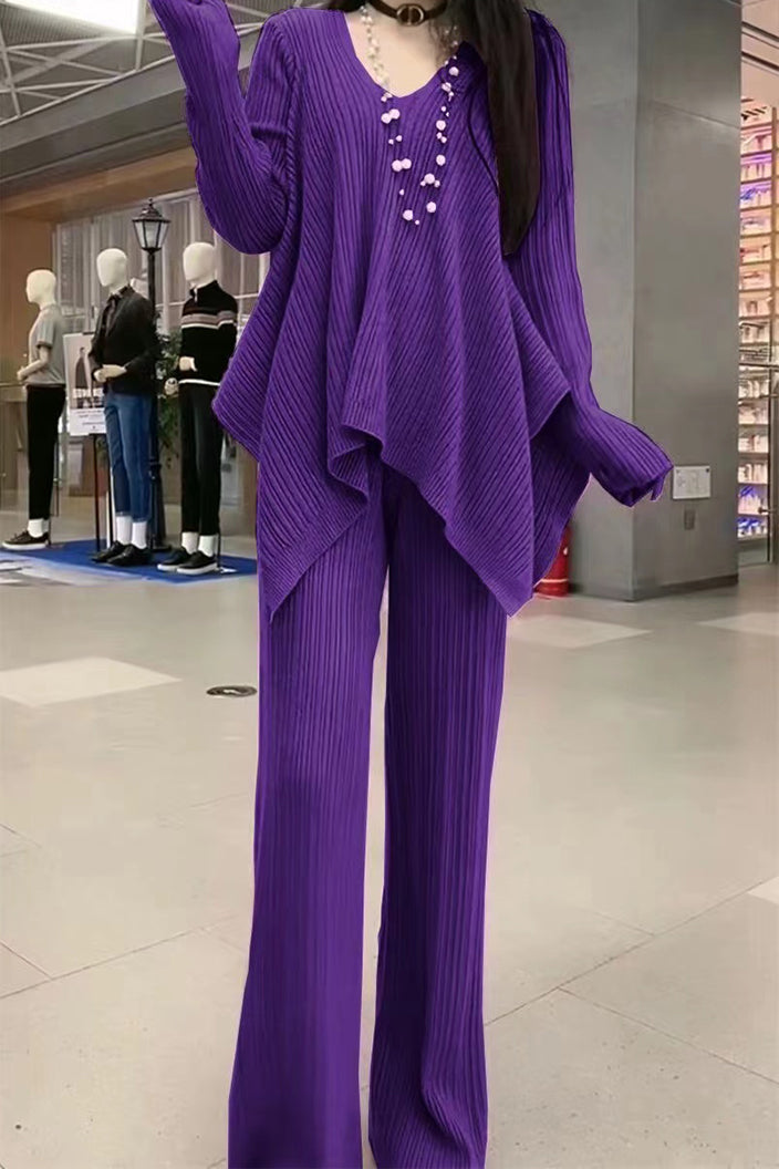Temperament Fashionable Casual Irregular 2-Piece Set