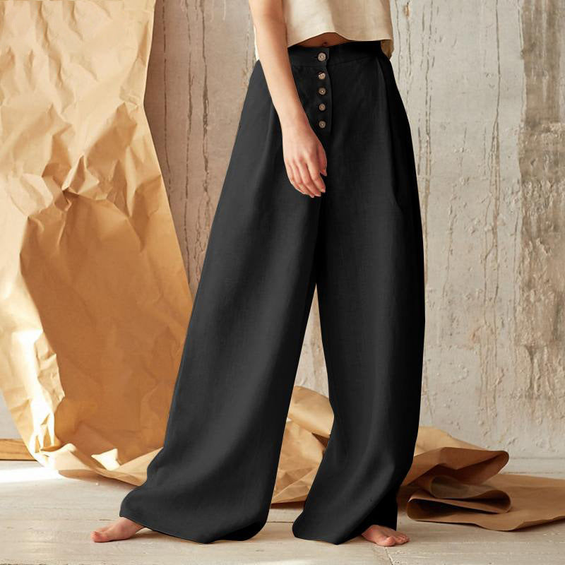 Women'S Solid Color Casual Button Pants