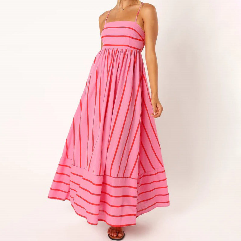 Striped Suspender Full-Length Fresh Style Dress