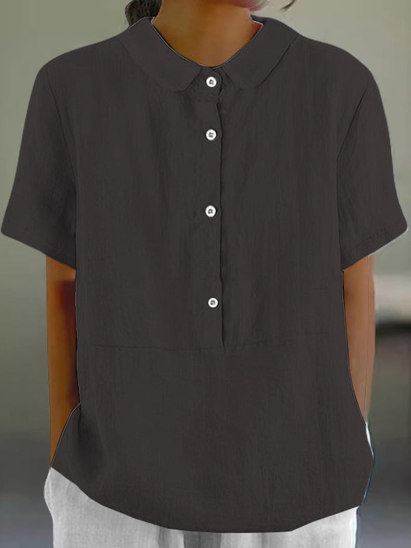 Casual Lapel Solid Color Ladies Top