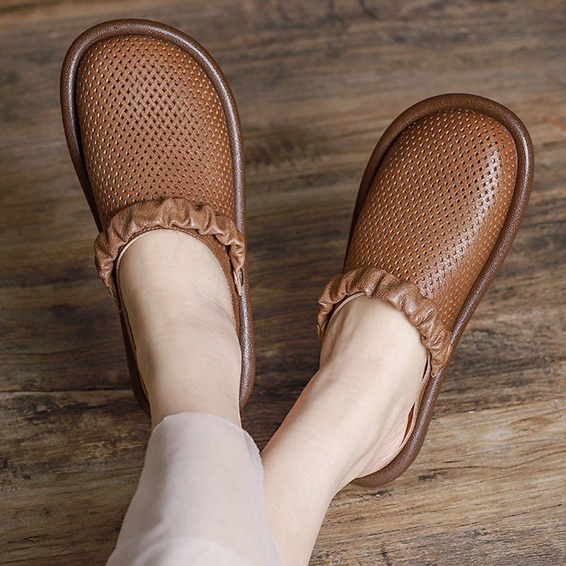 Hollow soft sole two-way leather shoes