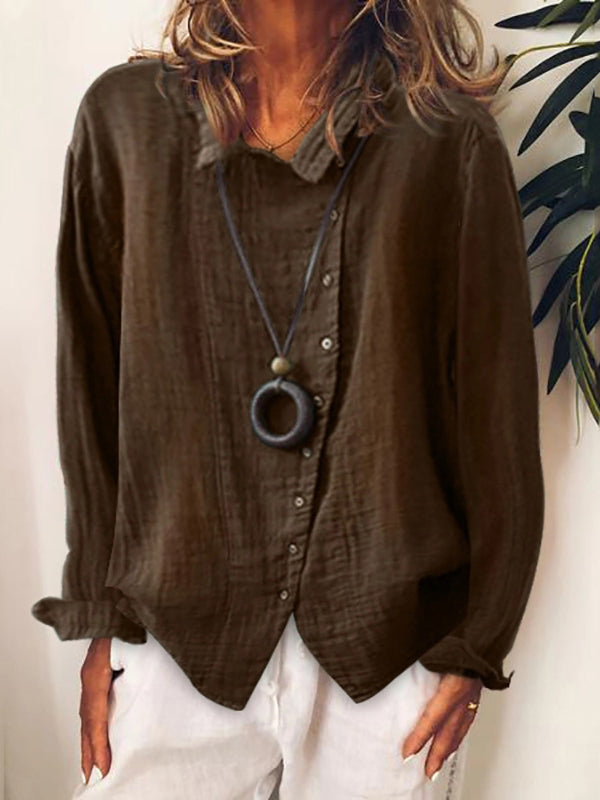 Women's Cotton And Linen Casual Long Shirt