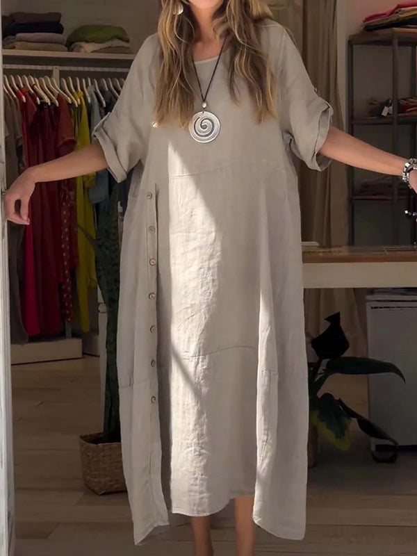 Outdoor Leisure Side Button Ladies Dress