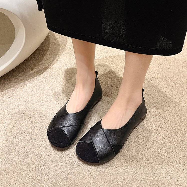 Round Toe Soft Non-Slip Leather Shoes