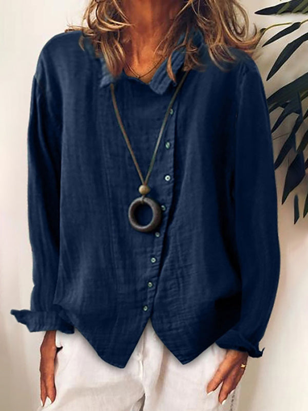 Women's Cotton And Linen Casual Long Shirt