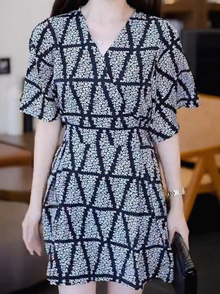 Casual Fashion Printed Silk Dress Suit