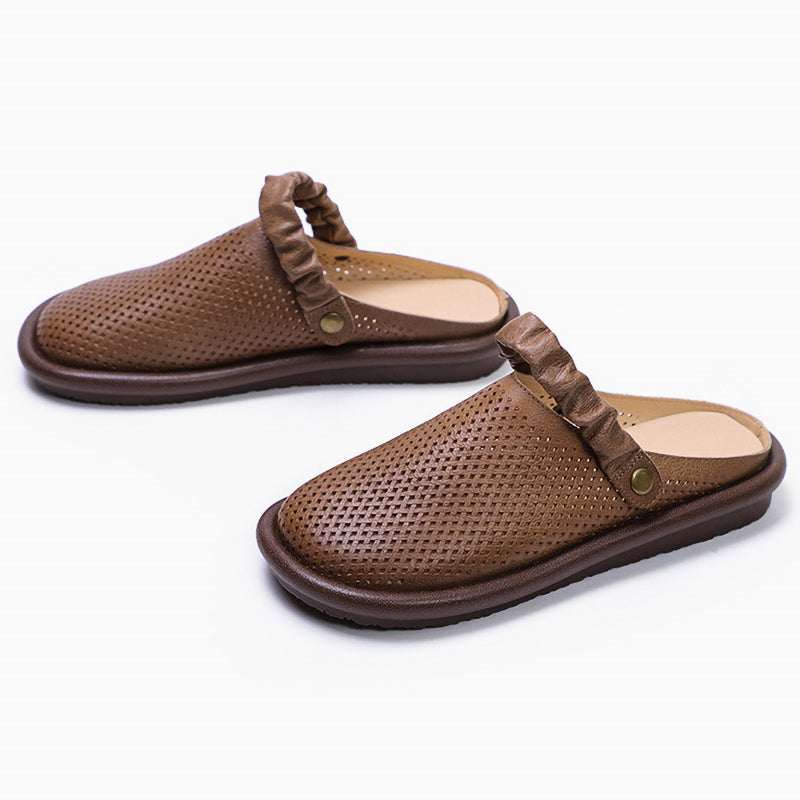 Hollow soft sole two-way leather shoes