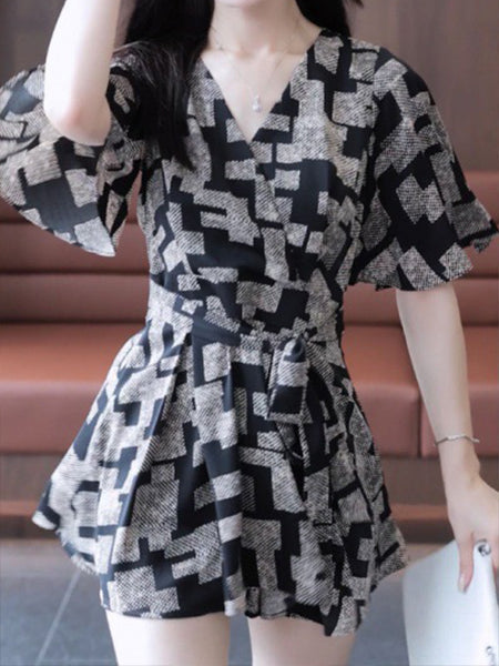 Casual Fashion Printed Silk Dress Suit