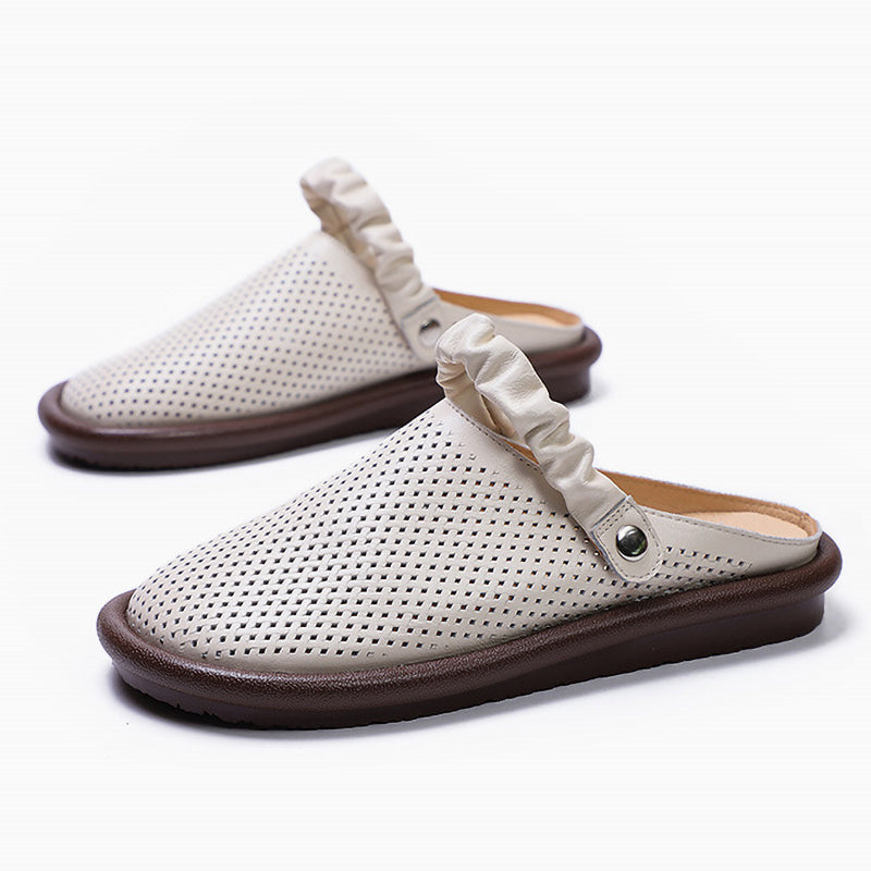 Hollow soft sole two-way leather shoes