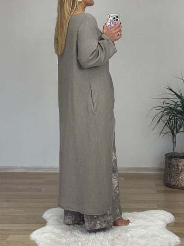 Fashion Irregular Top Wide-Leg Pants Pocket Two-Piece Set