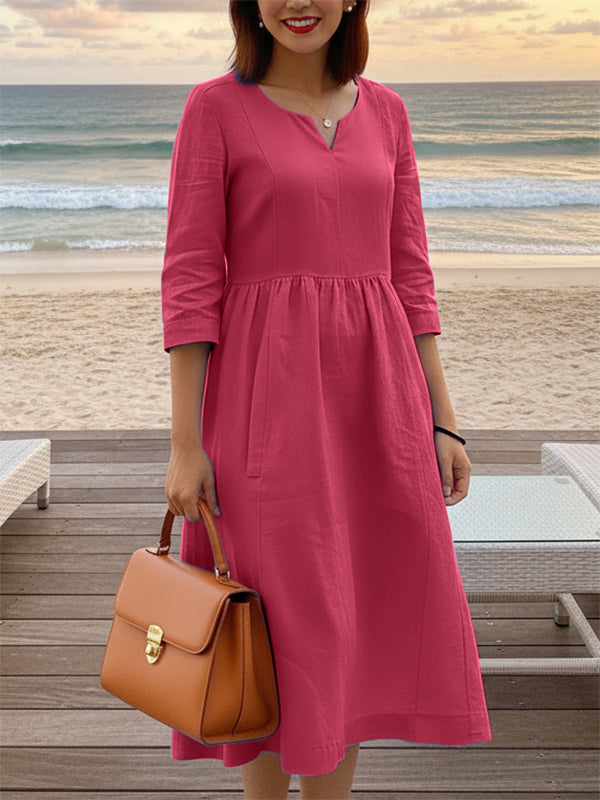 Versatile Sunshine V-neck Pocket Dress