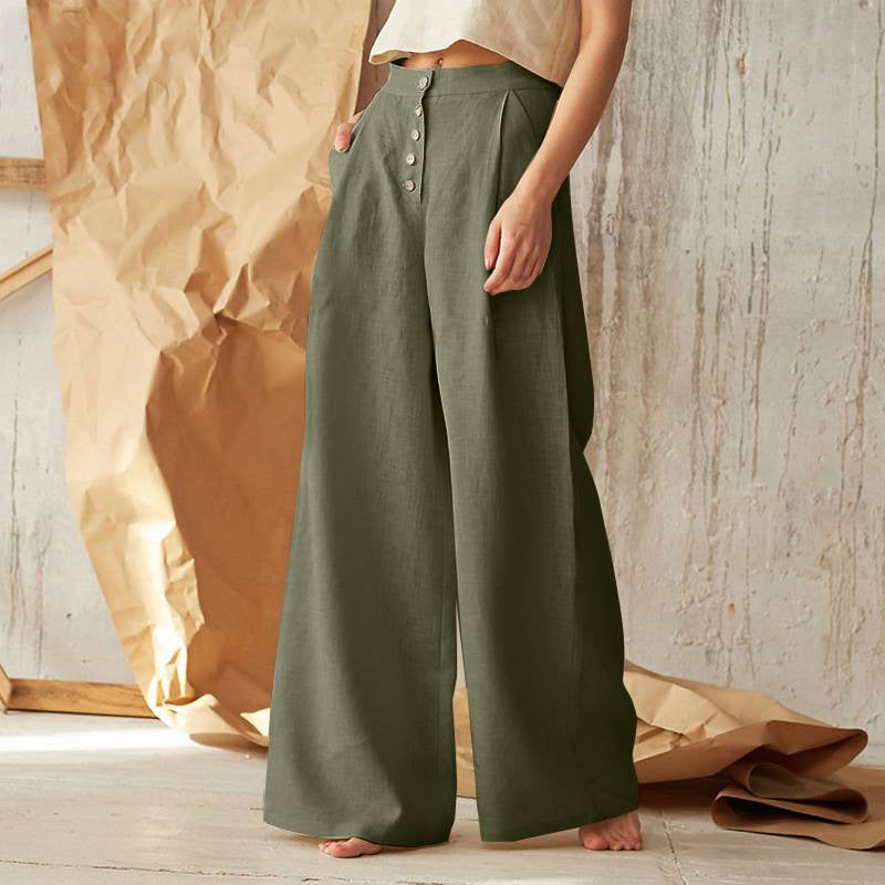 Women'S Solid Color Casual Button Pants