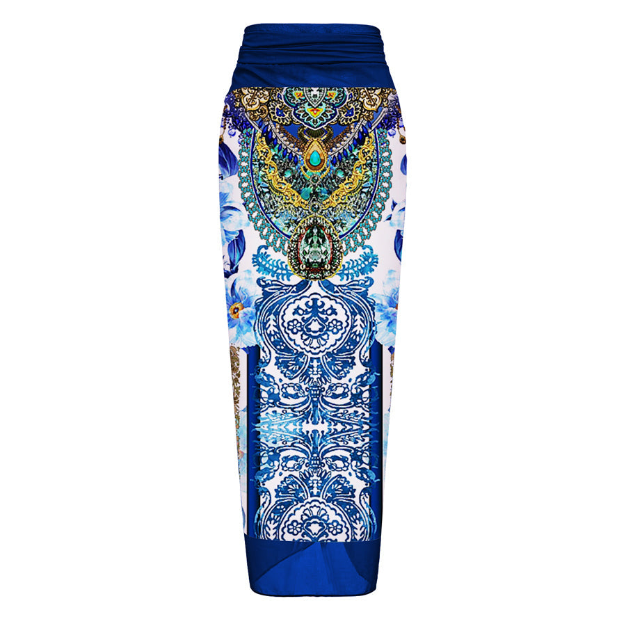 Vioye Reversible Bowknot Tie-shoulder One Piece Swimsuit and Sarong