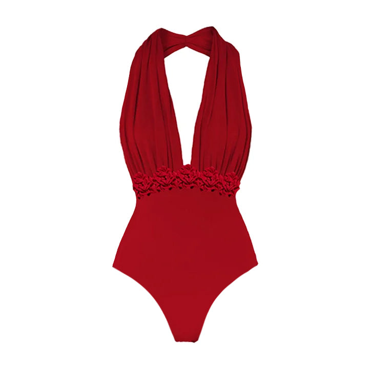 3D Flower One Piece Swimsuit and Sarong