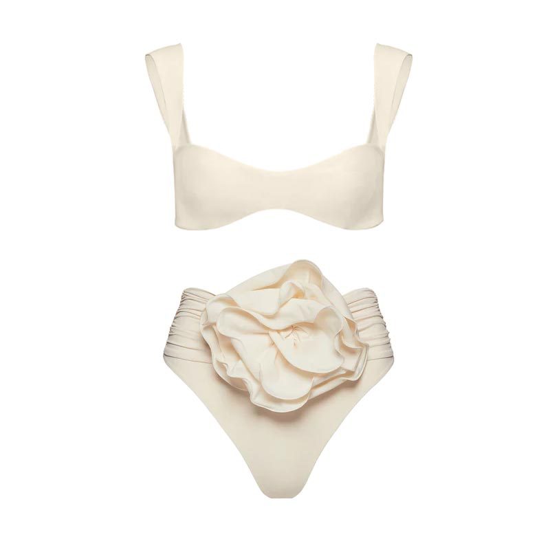 3D Flower High-waisted Bikini Swimsuit