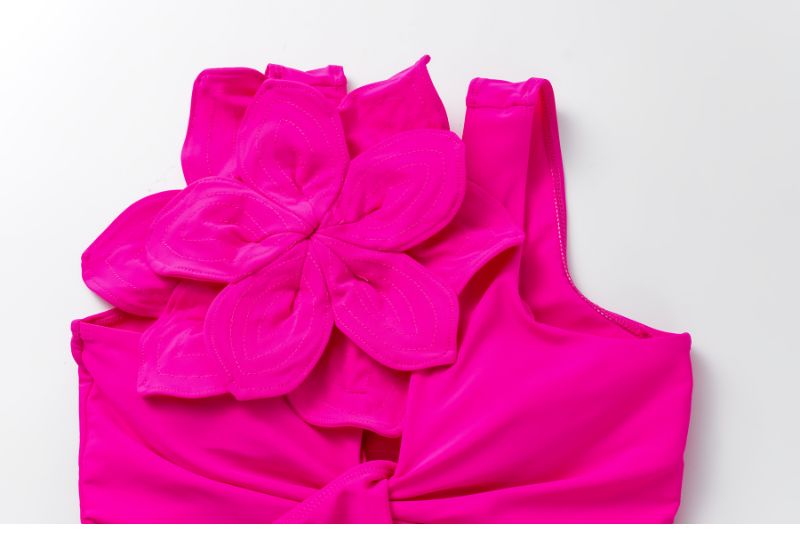 3D Flower Cutout One Piece Swimsuit and Sarong