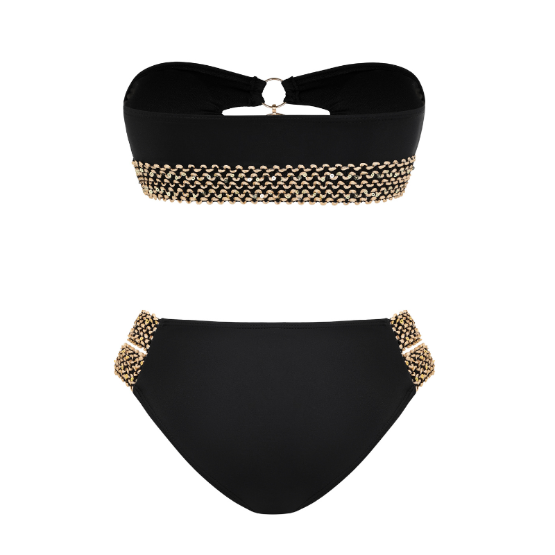 Color Block Ring Linked Sexy Bikini Swimsuit
