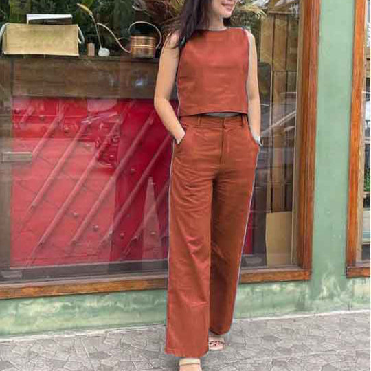 Stylish Sleeveless Casual 2-Piece Suit