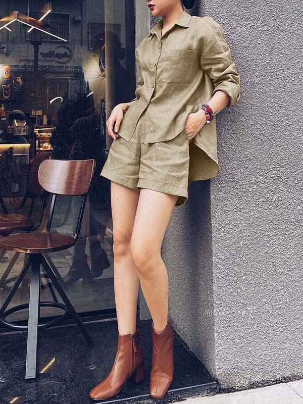 Summertime Retreat Button Front Pocket Two-Piece Set