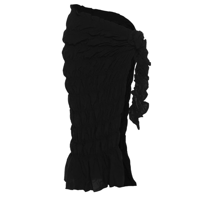 3D Flower Decor Black One Piece Swimsuit and Sarong