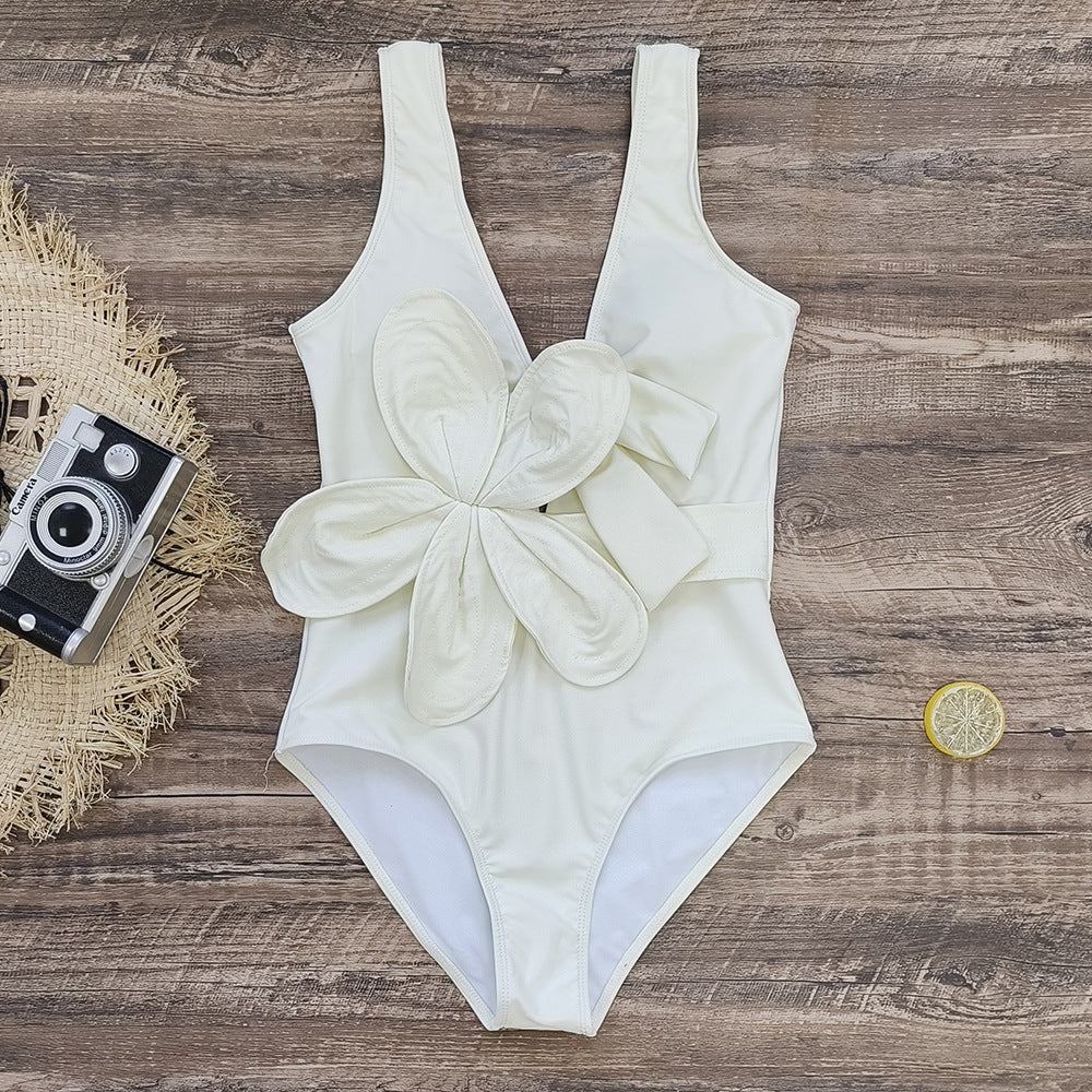 Vioye 3D Flower Cut Out One Piece Swimsuit
