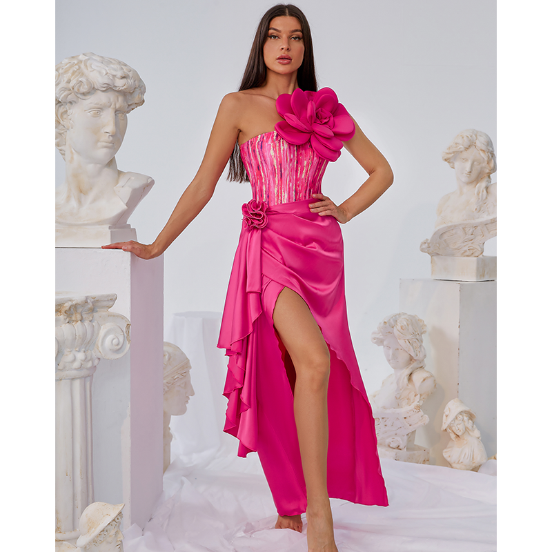 3D Flower Decor Swimsuit and Skirt