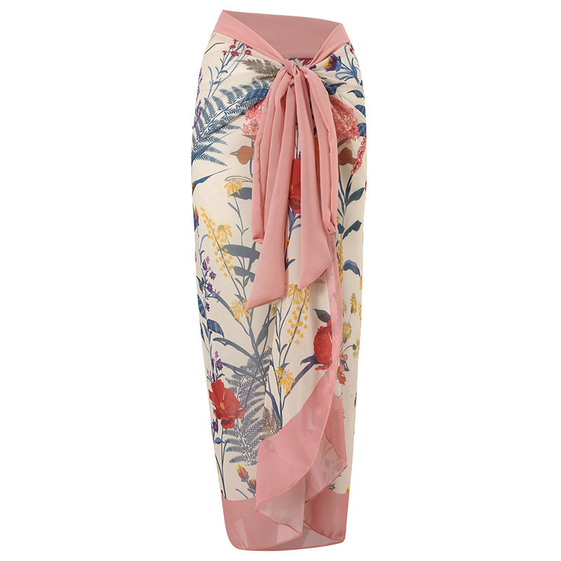 Printed Simple Fashion One Piece Swimsuit and Sarong