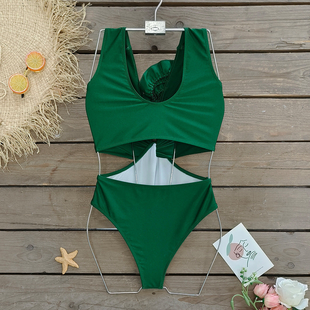 3D Flower Cut Out One Piece Swimsuit