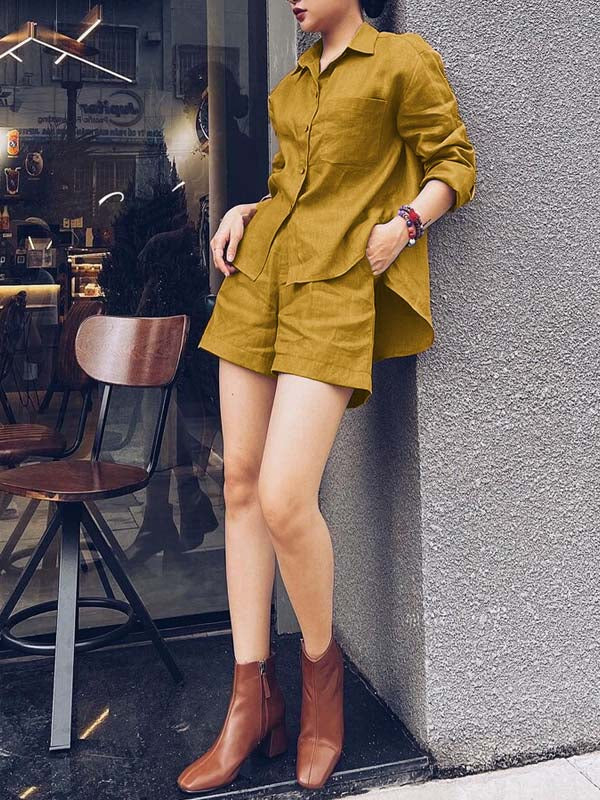 Summertime Retreat Button Front Pocket Two-Piece Set